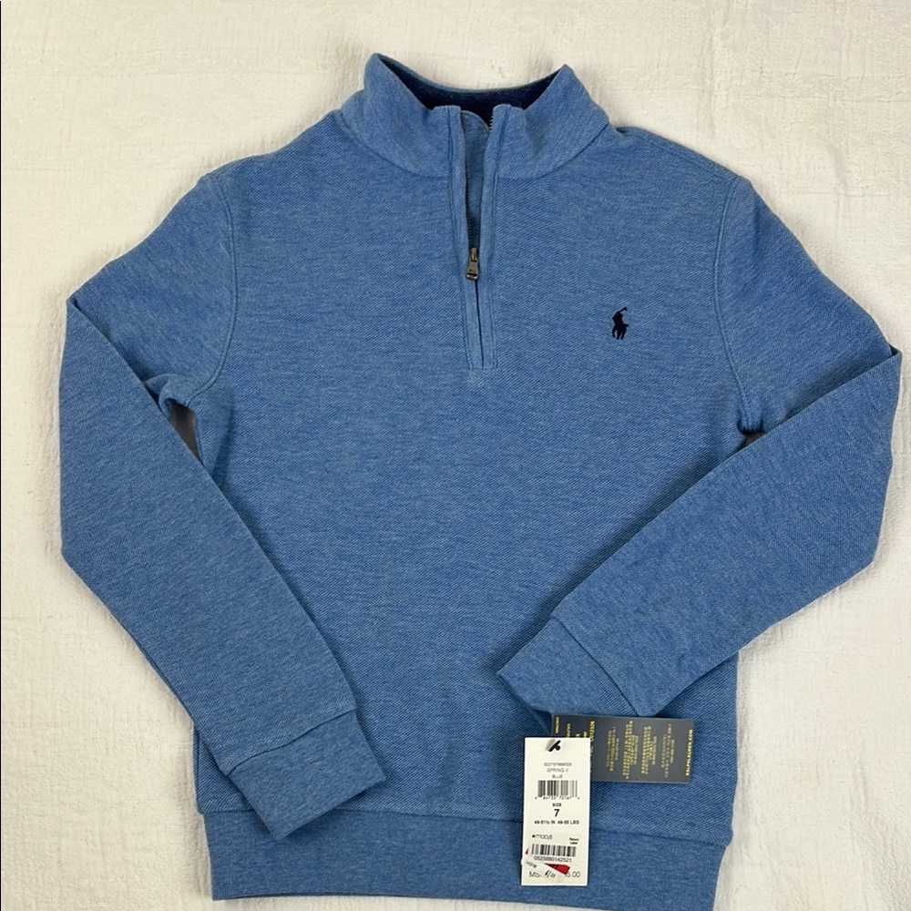 Polo by Ralph Lauren boys pique quarter zip size 7